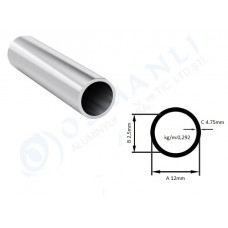 Alüminyum Boru Dış Çap 12mm  Et Kalınlık 4.75mm